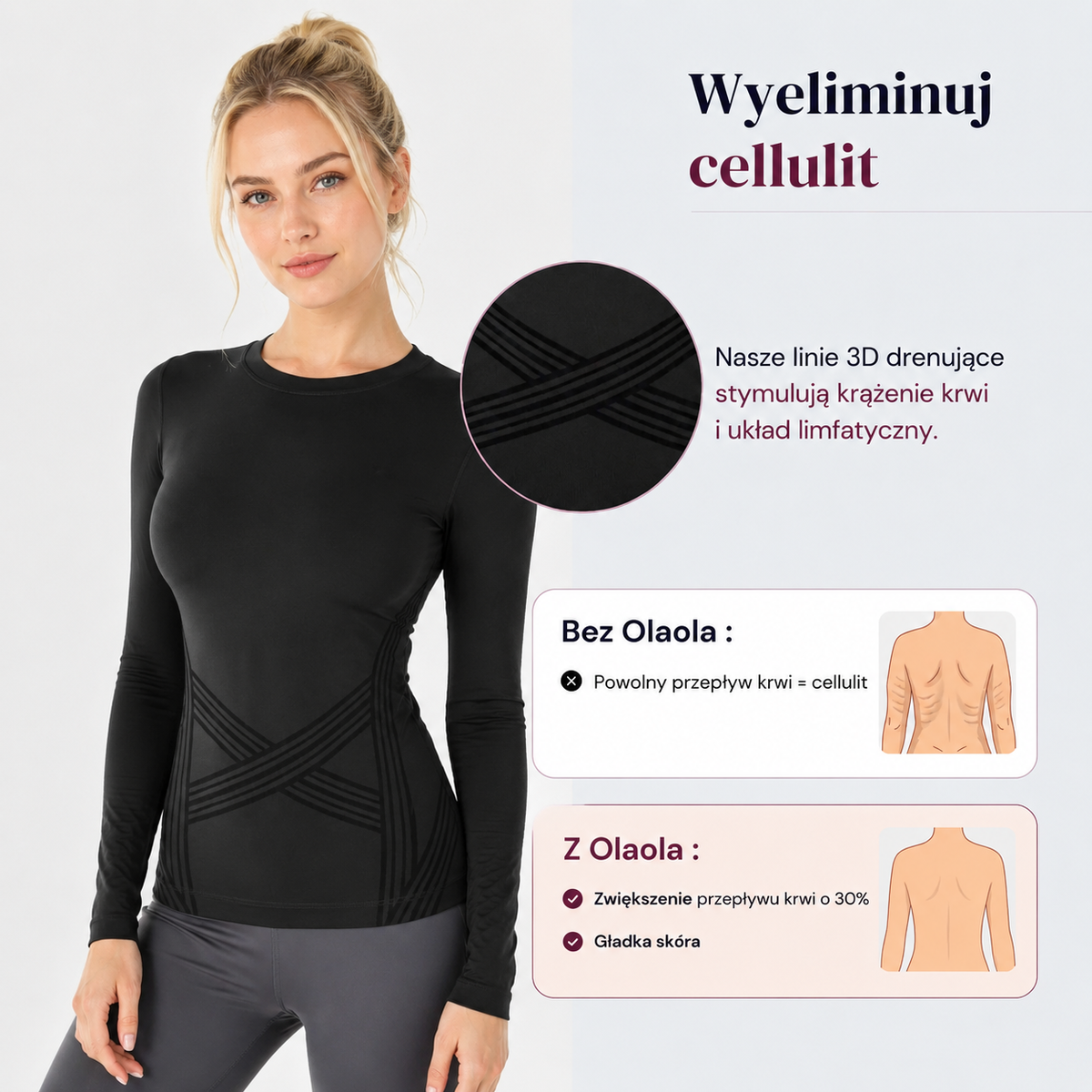 Koszulka, która drenuje i modeluje górną część sylwetki
